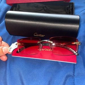 100% real red gradient Cartier glasses